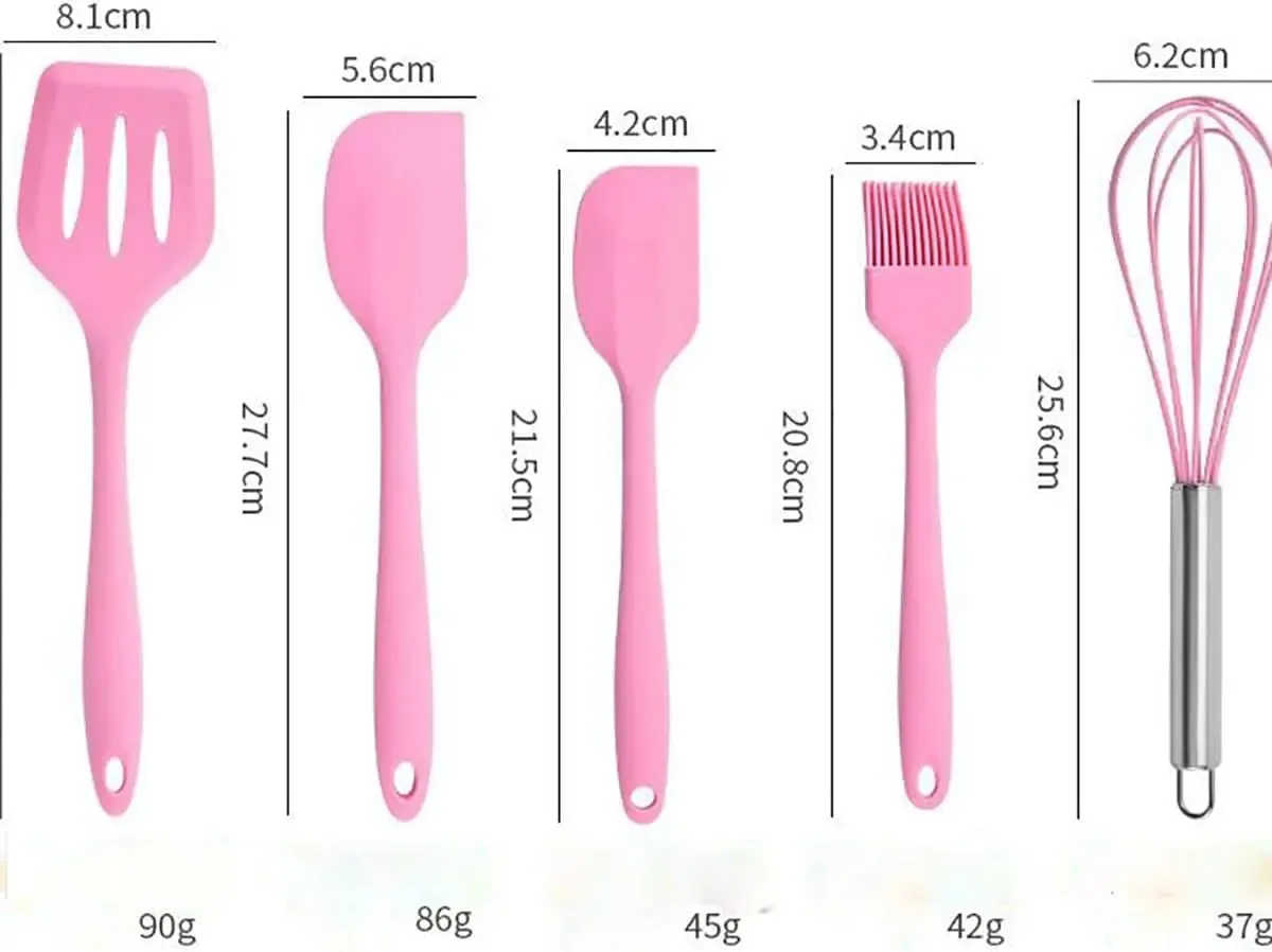 5 Pieces Cooking Utensils Silicone Baking Set Cooking Utensils Rubber Kitchen Utensils Baking Cooking Mixing Tools