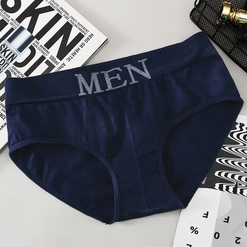 3Pcs/lot Men's Briefs Underwear Sexy Man Panties MEN Letter Underpants Breathable Comfortable Male Bikini Shorts Black Blue Red