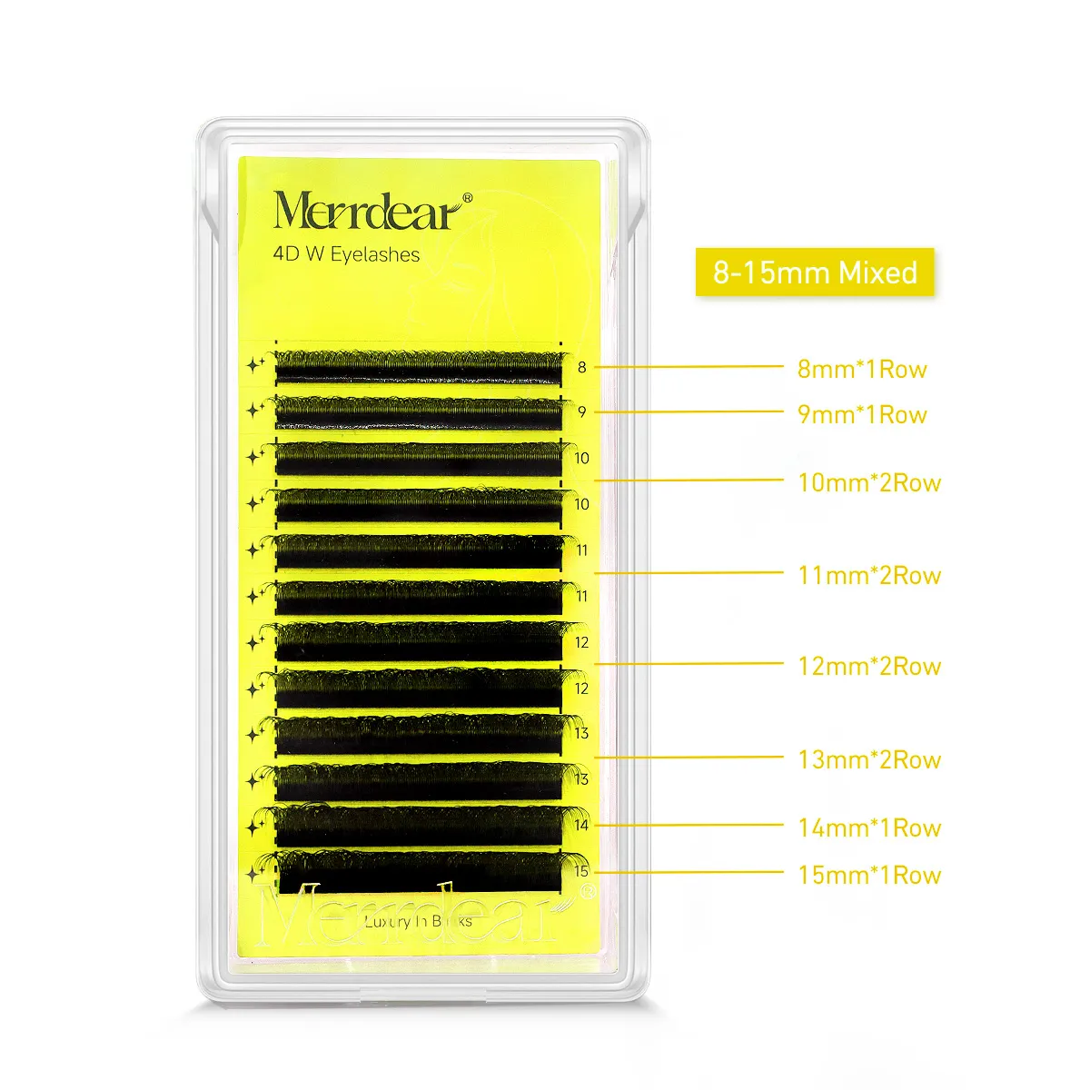 Merrdear 4D W Phần mở rộng mi cho nữ 8-15mm Khay hỗn hợp C/D Curl Lông mi giả 4D Mắt hình chữ W Trang điểm tự nhiên hàng ngày — image 6