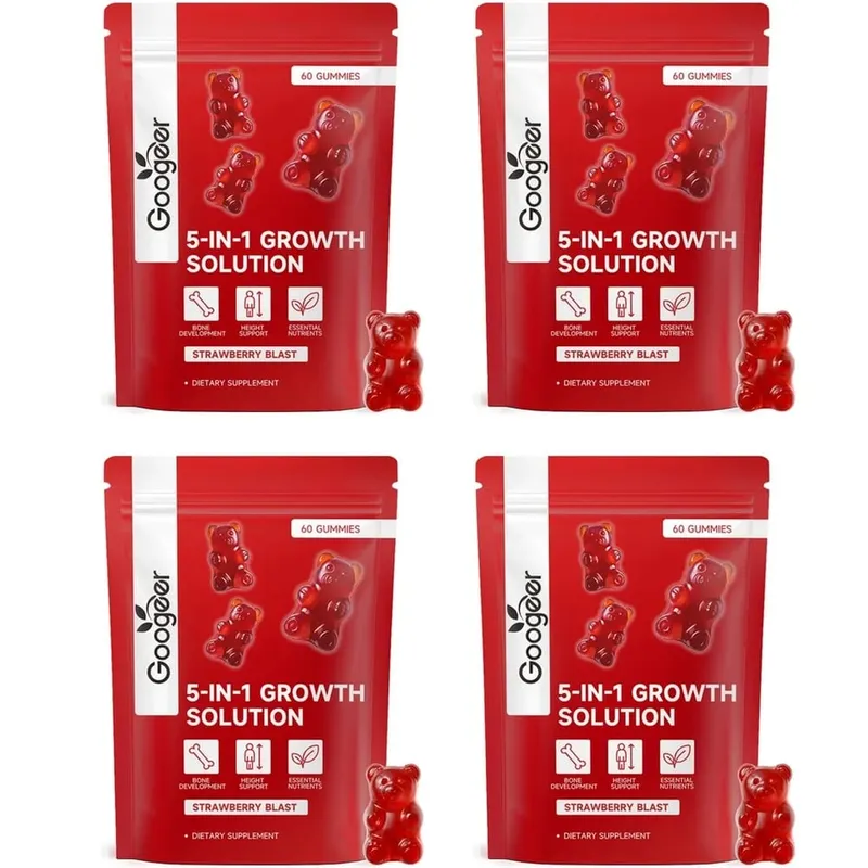 Googeer Solution de croissance 5 en 1 Gummies pour le développement osseux et le soutien de la taille Vitamine D3 K2 Calcium Strawberry Blast 60 Gummies — image 8