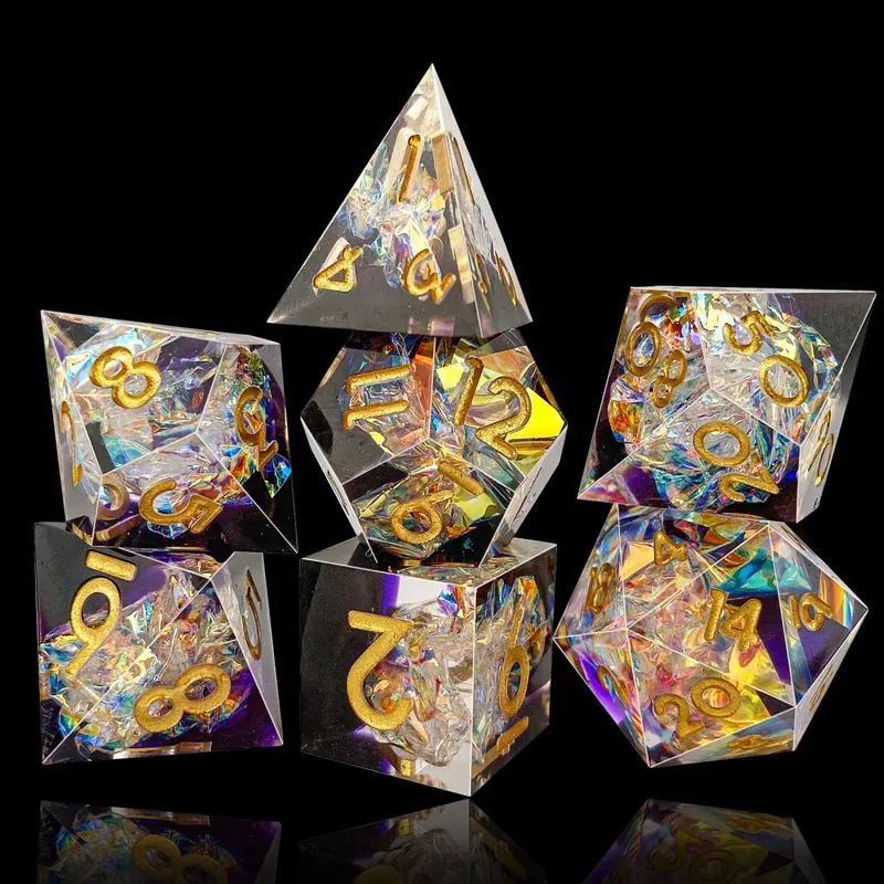 Resin Sharp Edge DND Dice Set for Dungeons and Dragons Role Playing and Tabletop Game