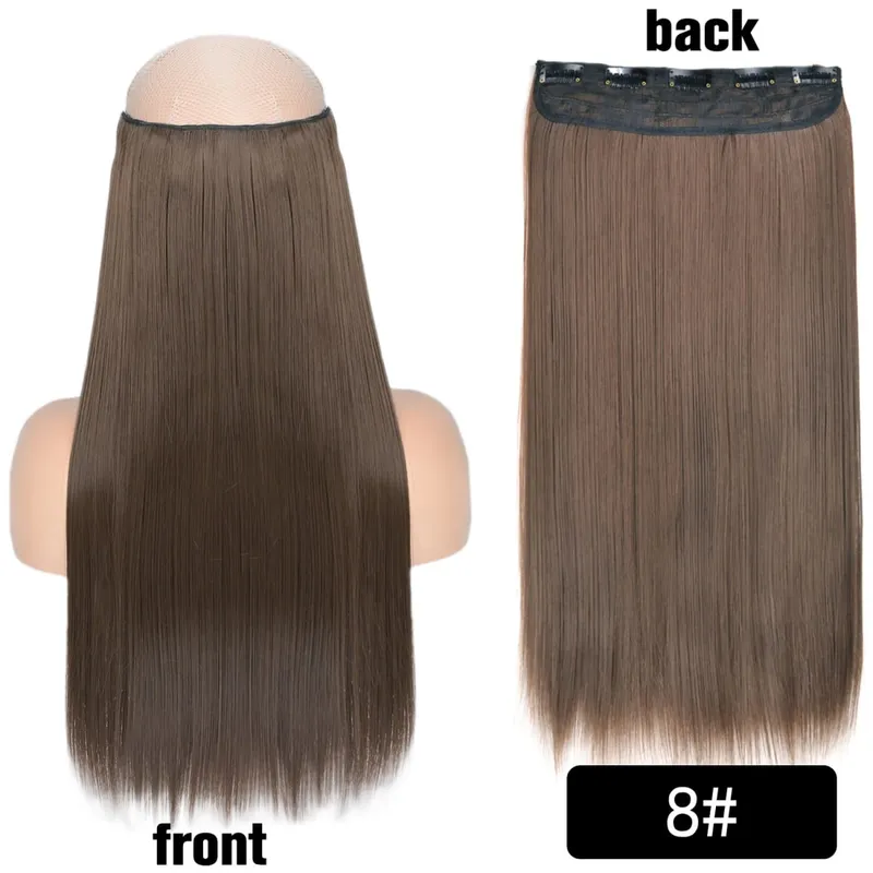 Long Straight Curly One Piece 5clips Clip-in Extensions 22Inch Heat Resistant Hairstyles Colour Mix Blonde Hair Piece For Women — image 69