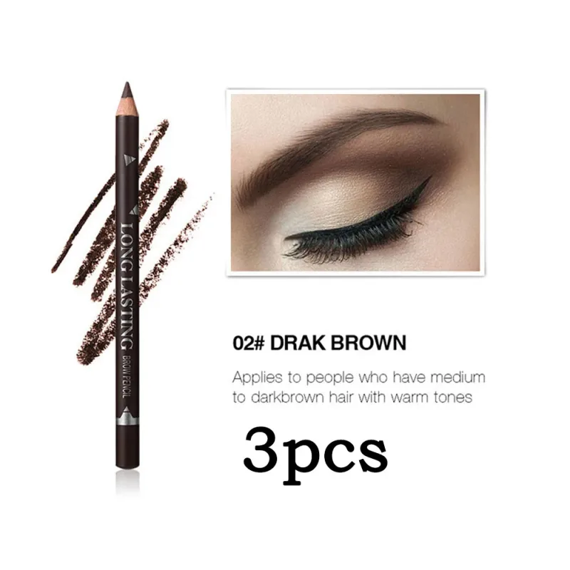 2pcs MENOW 3 Colors Long Lasting Waterproof Eyebrow Pencils Double Use Wooden Pole Eyeliner Permanent Makeup Tattoo Accessories — image 8
