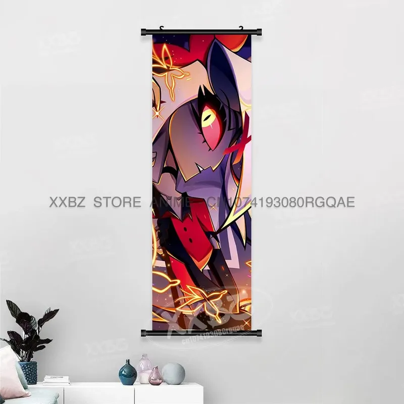 Simple Black Comedy Hazbin Hotel Home Decoration Hanging Painting Cartoon Wall Artwork Scrolls Picture Room Canvas Print Posters — image 20