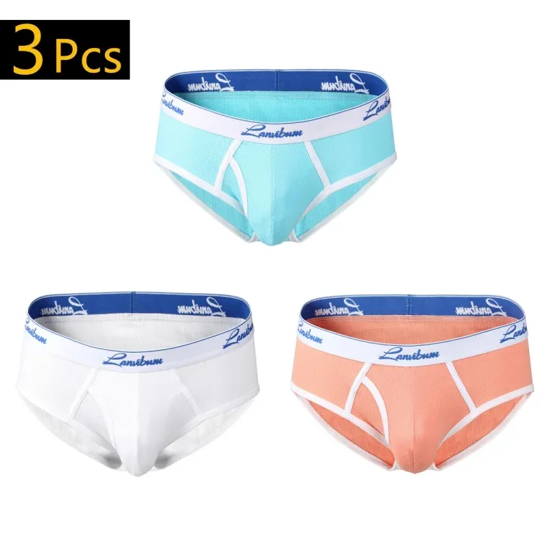1/3 PCS New Men's Underwear Mid Waist Thread Cotton Breathable Solid Color Youth Underwear Men's Triangle Pants