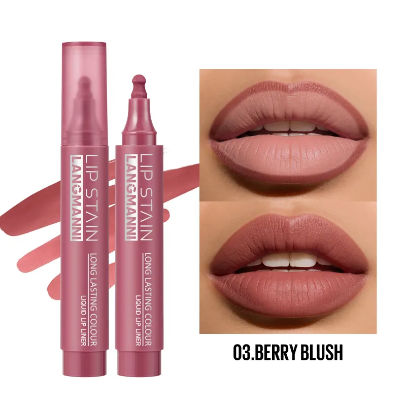 Lip Stain Flüssiger Lipliner-Markierungsstift, langlebig, wasserdicht, matt, hochpigmentiert, nacktes Lippenkontur-Make-up für Frauen