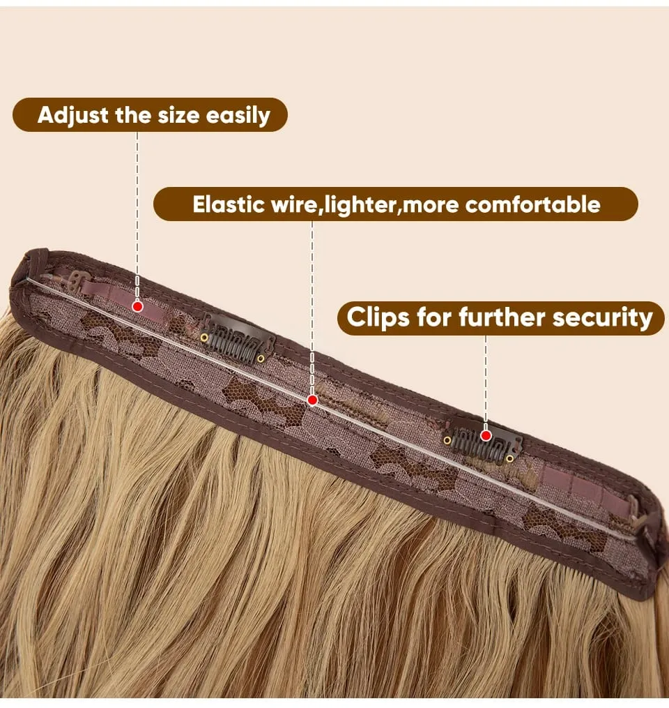 Synthetic Wave Invisible Wire With Clips Hair Extensions Fish Line Natural Blonde Clip In Hairpiece Fake Hair Piece — image 9