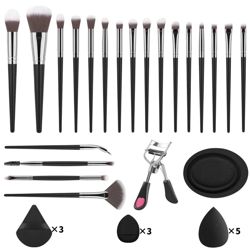 33 Chiếc Bộ Dụng Cụ Trang Điểm 20 Cọ Trang Điểm Với Bông Đánh Phấn Bát Vệ Sinh Mi Full Face Bộ Trang Điểm Mắt — image 11