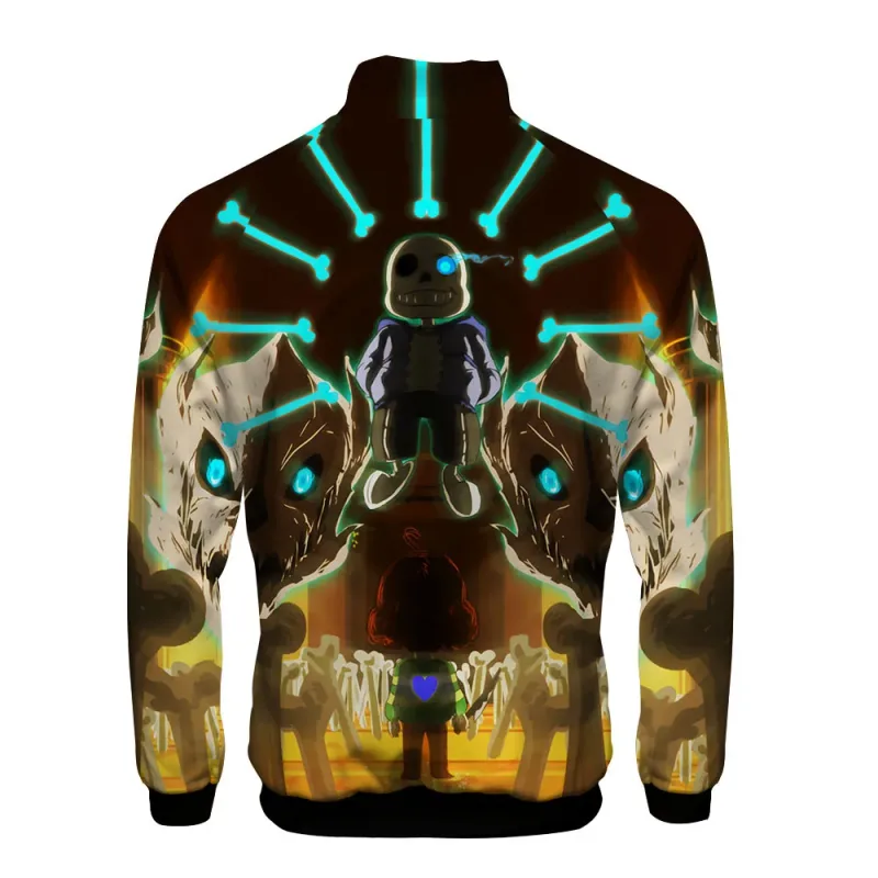 Luxuriöse beliebte Sans Undertale 3D-Druck-Reißverschluss-Raglanjacke Windjacke Jungen/Mädchen Bequeme Stehkragenjacken Mäntel
