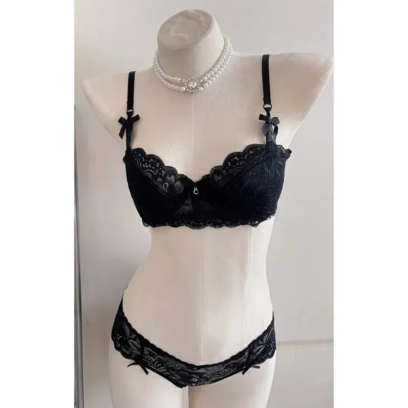 Popular Pure Desire Lace Bra Set 32‑38AB Underwire Large Bust Minimizer Push Up Side Support Lingerie For Young Girls Daily Wear — image 3