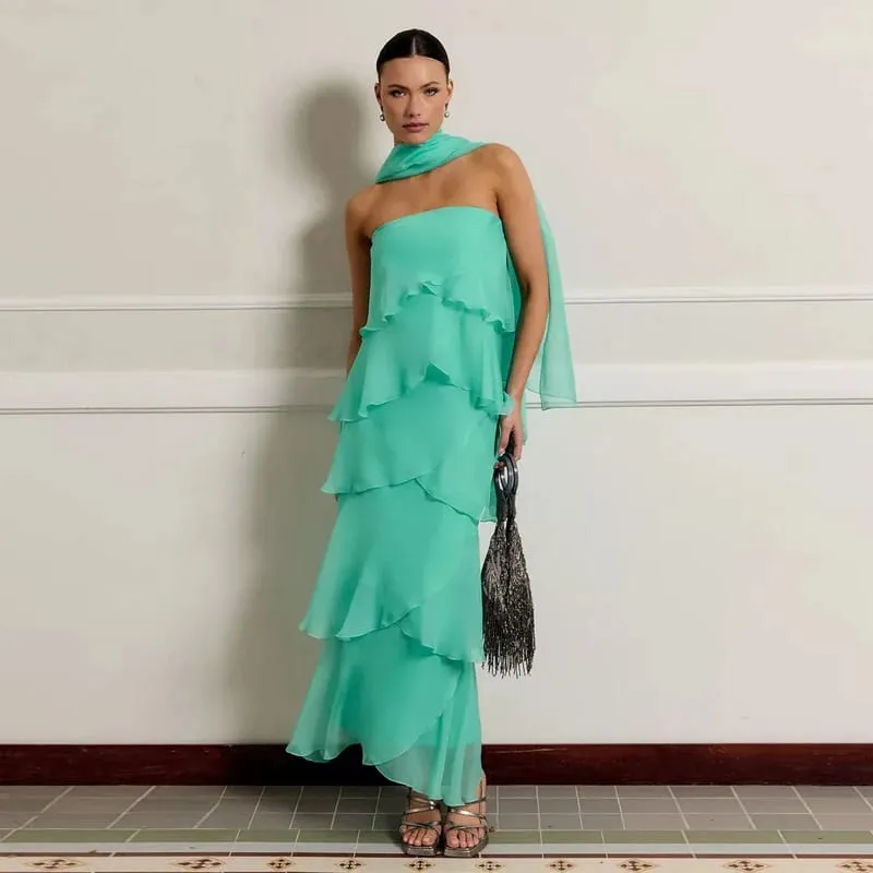 Blomstertryk Halter Neck Cutout Maxikjole Tiered Flæser Ærmeløs 2026 Sommer Kvinder Feriekjole Mode Boho Lady Vestido — image 12