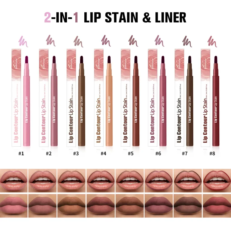 Waterproof 2 In 1 Lip Stain And Liner Pen Long Lasting Smudge Proof Kiss Proof Transfer Resistant 8 Colors Makeup Lip Pencil — image 6