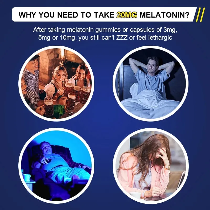 Suplemento dietético para sono de melatonina 20mg 120 cápsulas com sabor de morango contém melatonina - sono saudável — image 3