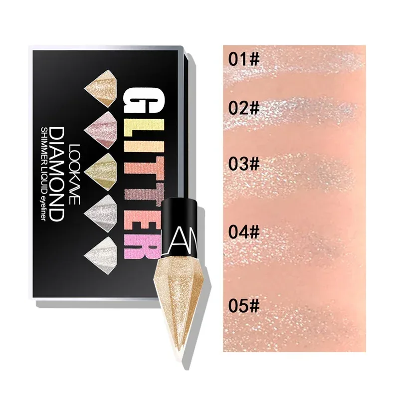 5pc/set Professional Shiny Eye Liners Cosmetics for Women Pigment Silver Rose Gold Color Liquid Glitter Eyeliner Beauty Makeup — image 3