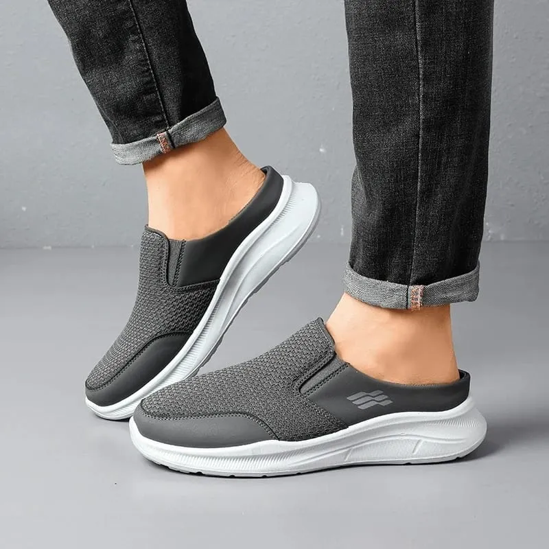 Pull-on Dual Wear Åndbar Grid Strik Walking Mules Integreret Elastisk Side Gore Panel Rib Segmenteret Fuldt hvidt Fodtøj — image 6