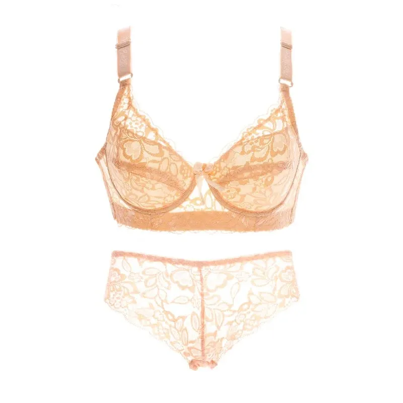 Sexy krajkové tenké kalhotky a kraťasy Velká dámská Bralette Set Push Up Set podprsenky Dívčí top BH Sety spodního prádla Push Up Intimates