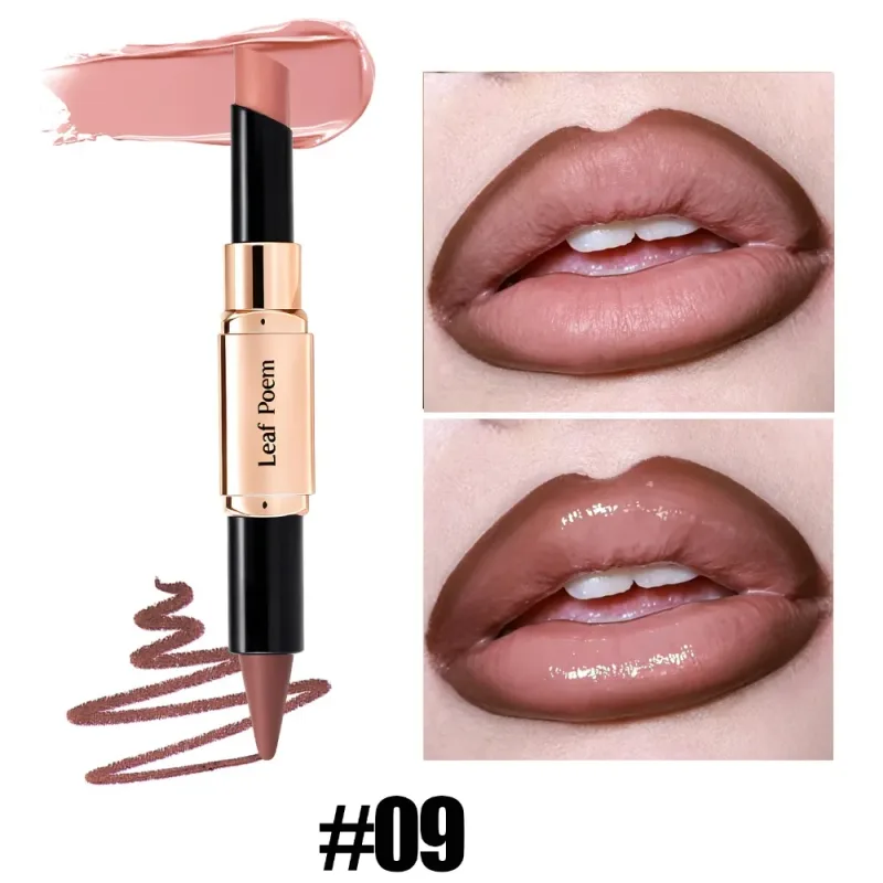 Doppelseitiger 2-in-1-Lipliner-Lippenstift, wasserfest, matt und satiniert, schräge Spitze, feuchtigkeitsspendender Lippenkonturenstift, langlebig — image 9