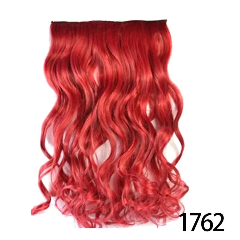 Long Straight Curly One Piece 5clips Clip-in Extensions 22Inch Heat Resistant Hairstyles Colour Mix Blonde Hair Piece For Women — image 10