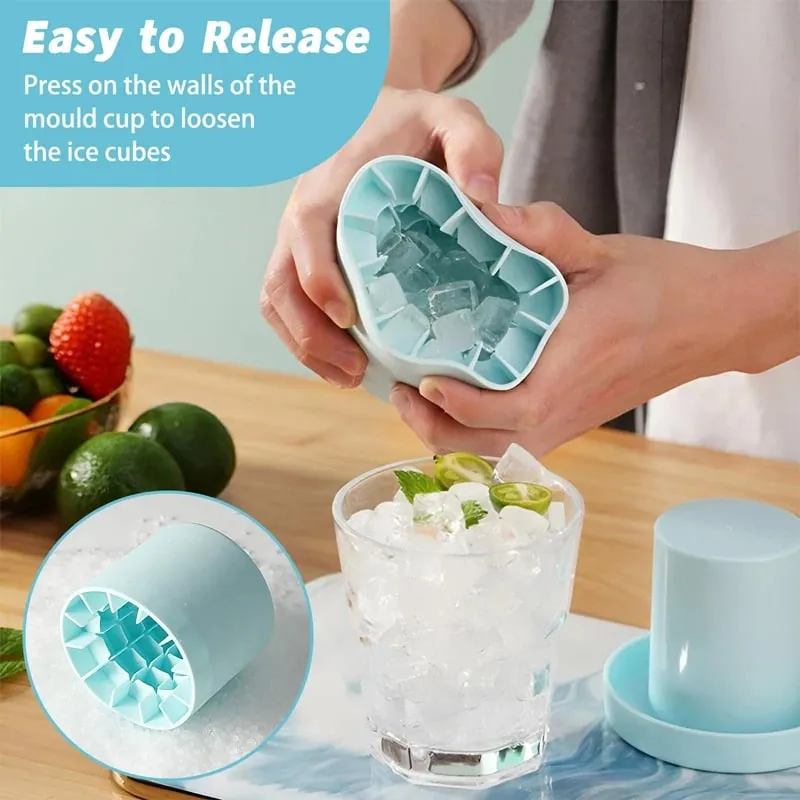 New Ice Bucket Silicone Round Cylinder Ice Cube Mold With Lid Ice Mould Homemade DIY Refrigerator Freeze Creative Ice Cube Molds — image 5