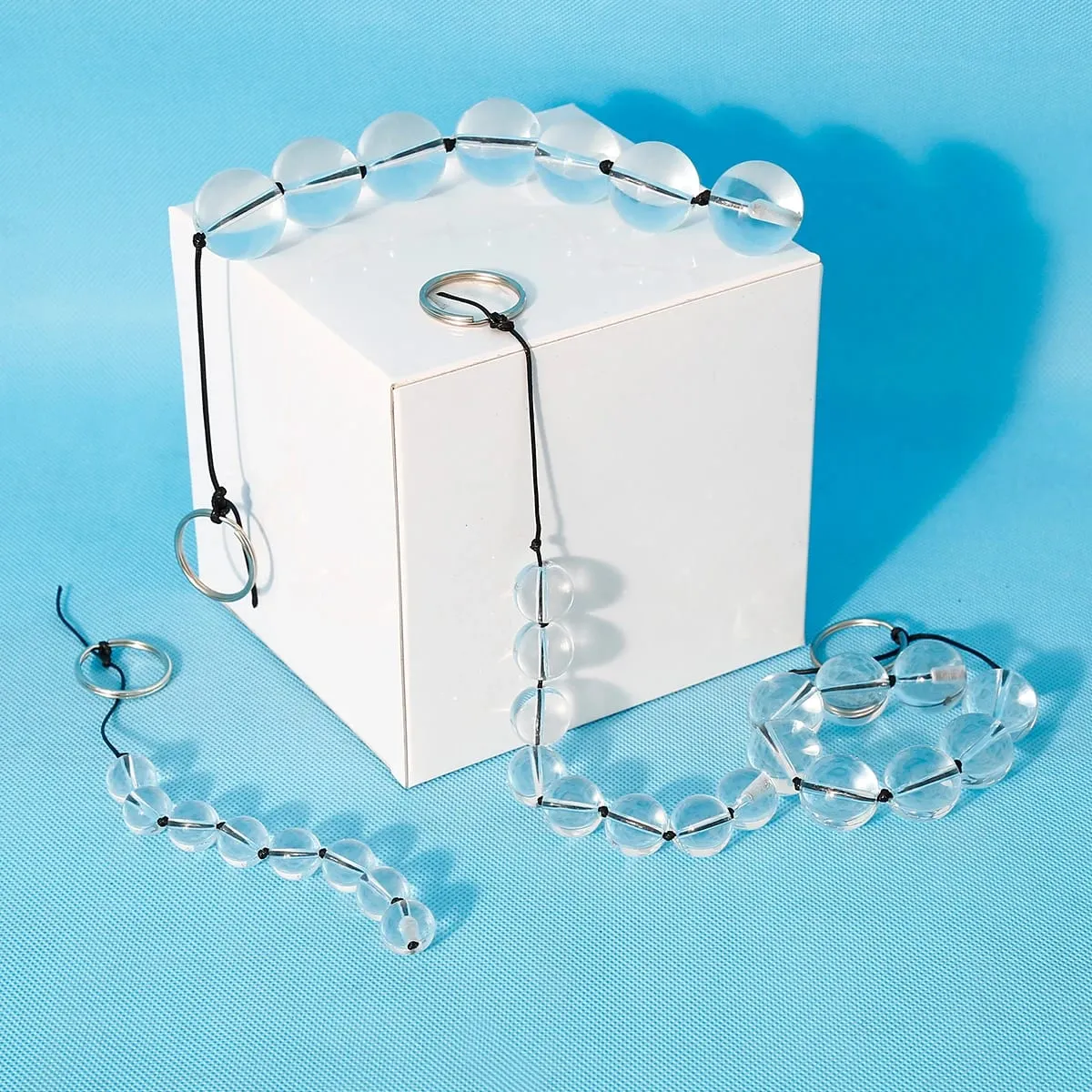 New Glass Anal Trainer Toy with Ring Vagina Plug Butt Plug Anal Beads Prostate Massager - Sex Toys for Anal