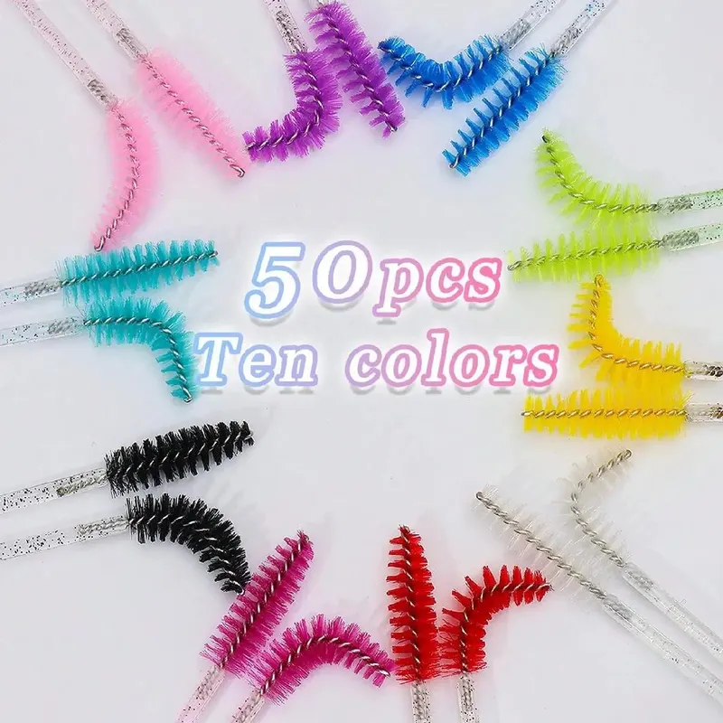 50Pcs Crystal Eyelashes Brush Comb Disposable Eye Lashes Extension Mascara Wands Makeup Professional Makeup Beauty Tool — image 9