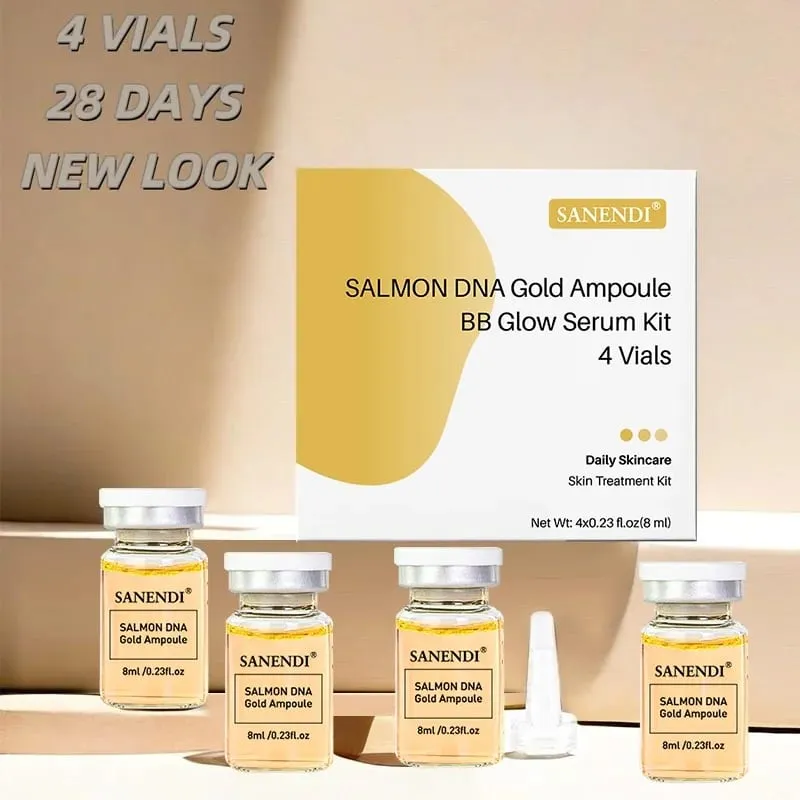 4PCS Salmon DNA Gold BB Glow Kit Dr.Pen Gold Stem Cell Ampoule Foundation Starter AQUA Peptide Face Skin Care Essence 8ml