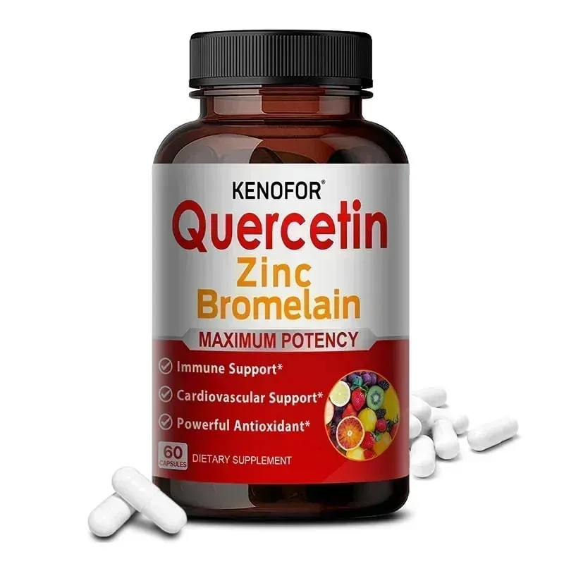 Zinc Quercetin + Bromelain 120 Vegetarian Capsules - Zinc Supplement for Antioxidant Immune Cardiovascular Zinc for Men & Women