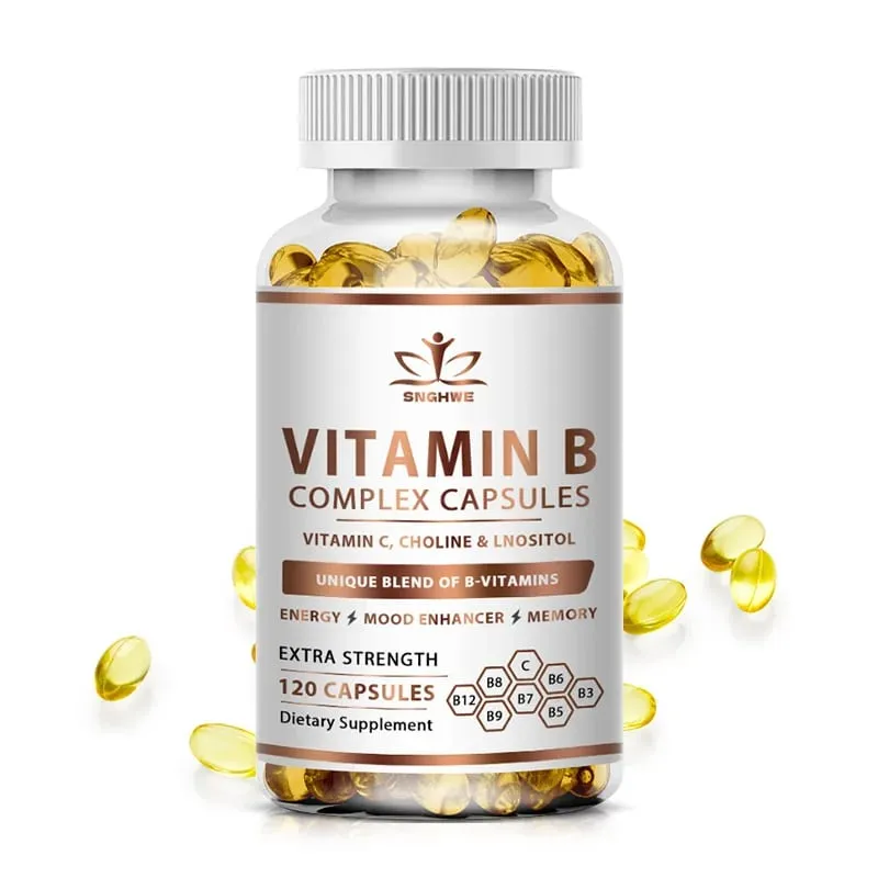 B-Complex Vitamin Supplements (B1 B2 B3 B5 B6 B12 Folic Acid&Biotin) Relieve Stress Improve Immunity System Strong Bones &Teeth — image 2