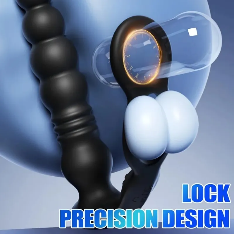 Male Prostate Massager Telescopic Anal Vibrator with Penis Ring Butt Plug Remote Control Wearable Anus Adult Sex Toy for Men Gay — image 5