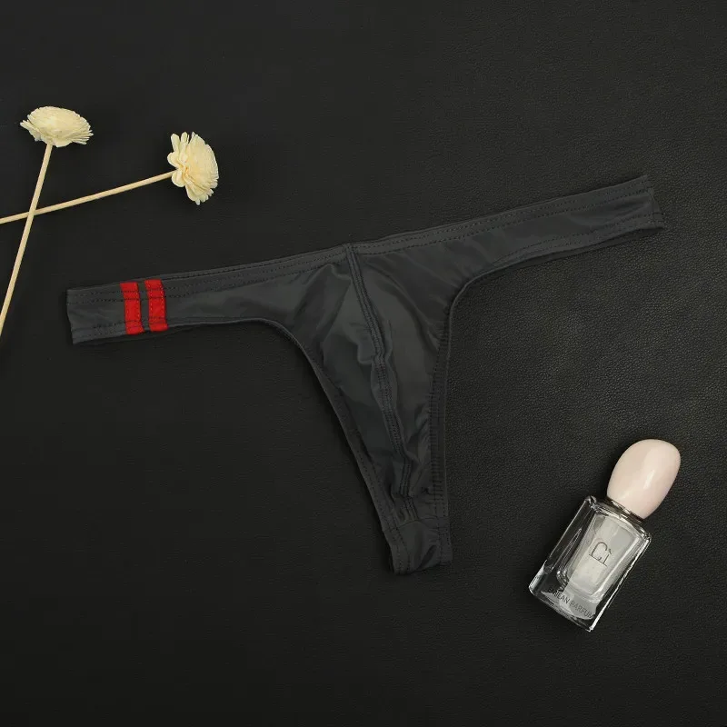 3Pcs/lot Sexy Underwear Men's T-Back Underpants Thongs G-String Ice Silk Breathable Male Bikini Panties U Convex Pouch Undies — image 15