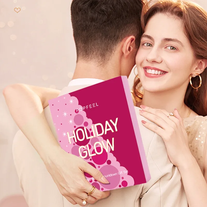 24 Day Holiday Glow Advent Calendar Complete Makeup Set with Skincare Brushes & Cosmetics 24 Surprise Beauty Gift Box