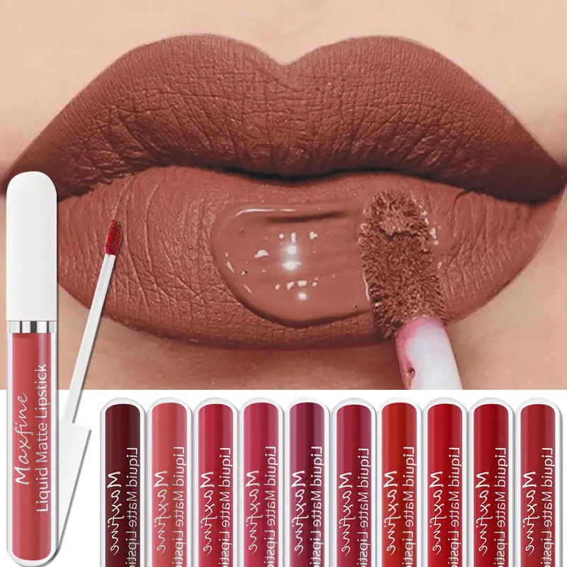 10 Color Waterproof Matte Velvet Lip Glaze Long-Lasting Silky Red Liquid Lipstick High Pigmented Lip Gloss Sexy Makeup for Women — image 2