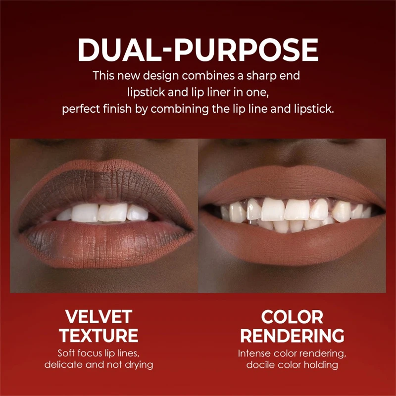 Tapered Nib Lip Liner Pencil Long-Lasting Matte Black Brown Velvet Lipstick Waterproof Natural Slim Lip Liner Makeup Cosmetics — image 7