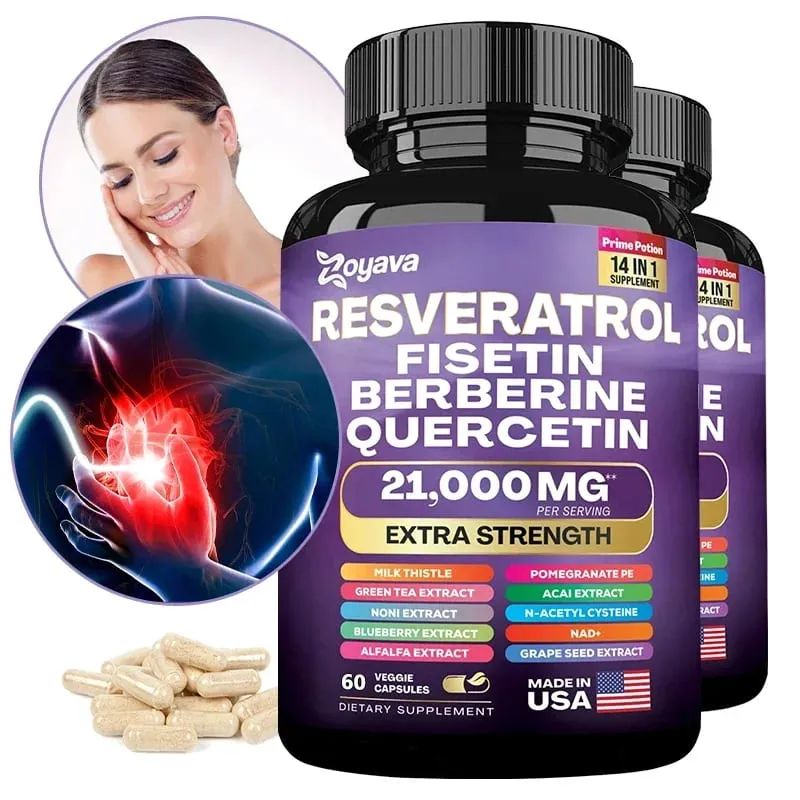 Capsule di estratto di resveratrolo - Benefici Immunità Antiossidanti Salute cardiovascolare Promuove la pelle liscia — image 1