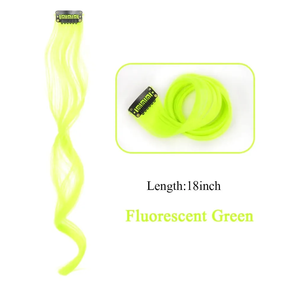 Synthetic Clip In One Pieces Colorful Hair Extensions Curly Synthetic Hair Pieces 18" Long Ombre Hair Pink Purple Red Blue — image 18
