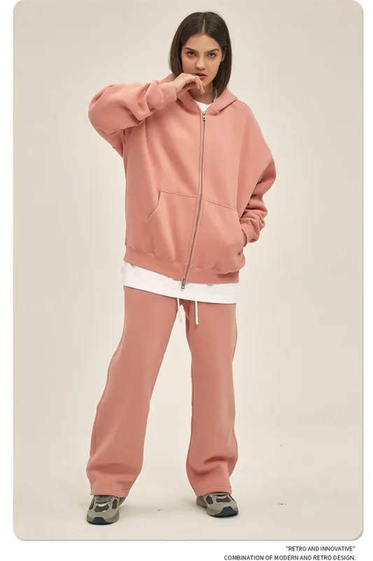 New Men Double Headed Zipper Fleece Hoodies Unisex Loose Basic Solid Warm Hooded Sweatshirts Coats For Winter HY0633 — image 27