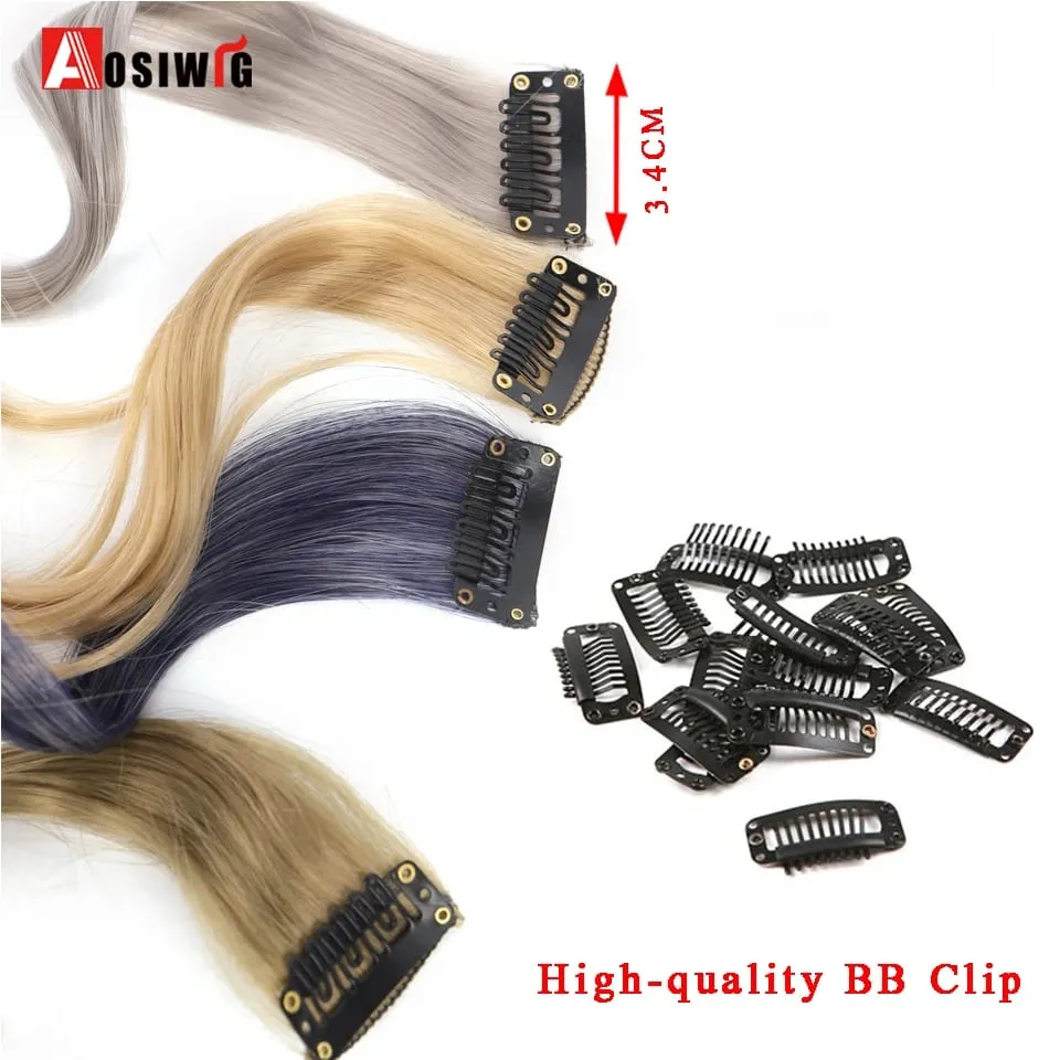 22" Synthetic Long Straight Rainbow Highlight Colored Hair Extensions Clip In One Piece Ombre Pink Purple Green Yellow For Wome — image 5