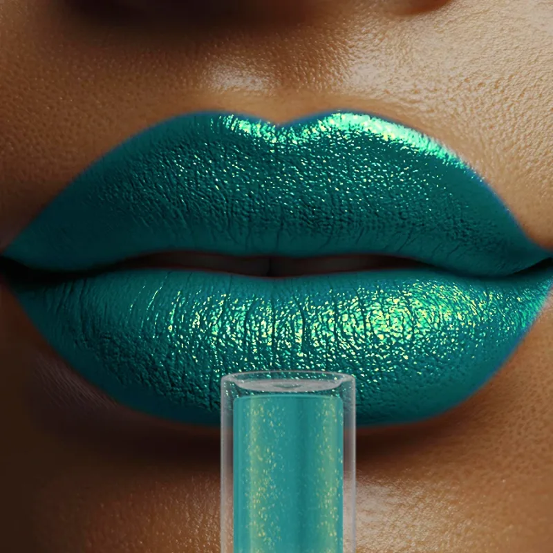 1PC Green Color Metallic Lip Glaze Glitter Liquid Lipstick Highly Pigmented Lip Tint for Lip or Eye Makeup Shine Sparkling Gifts — image 5