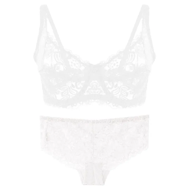 Sexy Women Bra Suit Lace Transparent Bras Panties Sets Exquisite Embroidery Underwear Set Fashion Lady Bralette Lingerie — image 9