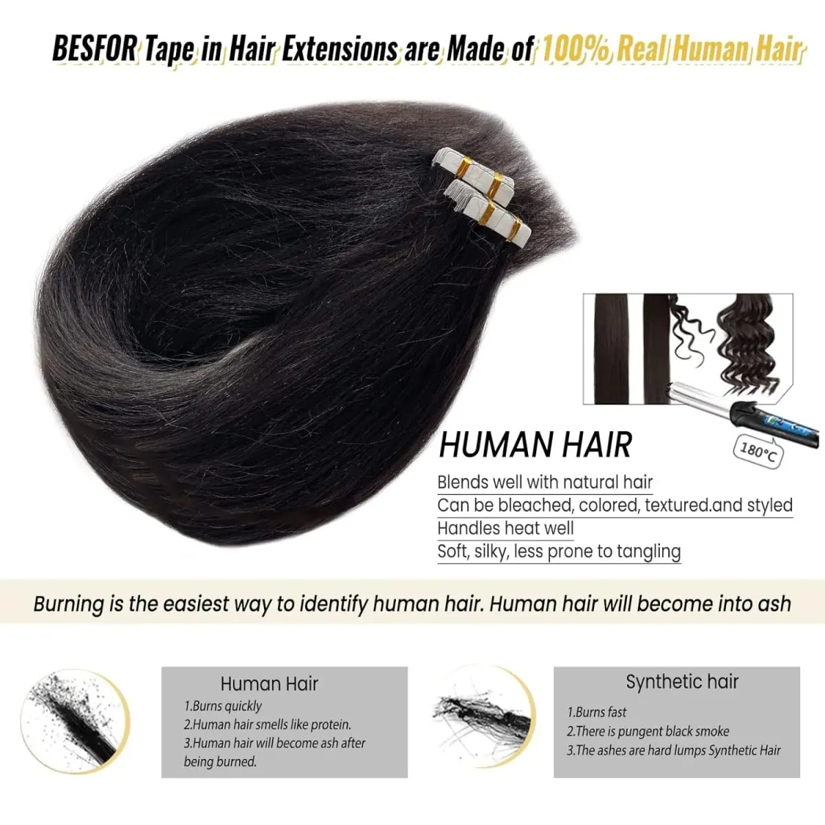 Straight Tape in Hair Extensions Brazilian 100% Real Human Hair Adhesive Invisible Glue Natural Black Tape ins Hair For Women 20Pcs/50g — image 5