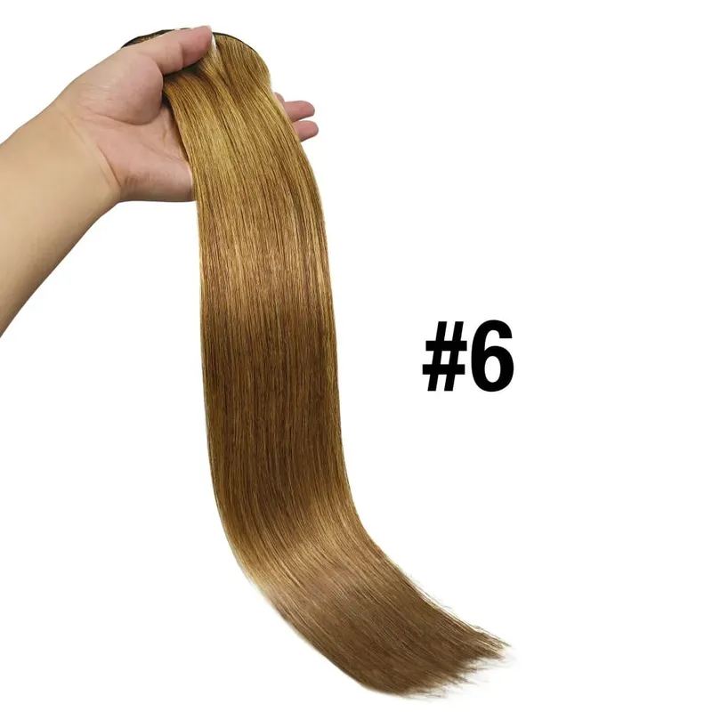 Clip In Hair Extensions #6 Chestnut Brown Double Weft Thick 120G 8Pcs Silky Straight Brazilian Clip In Human Hair Extensions — image 14