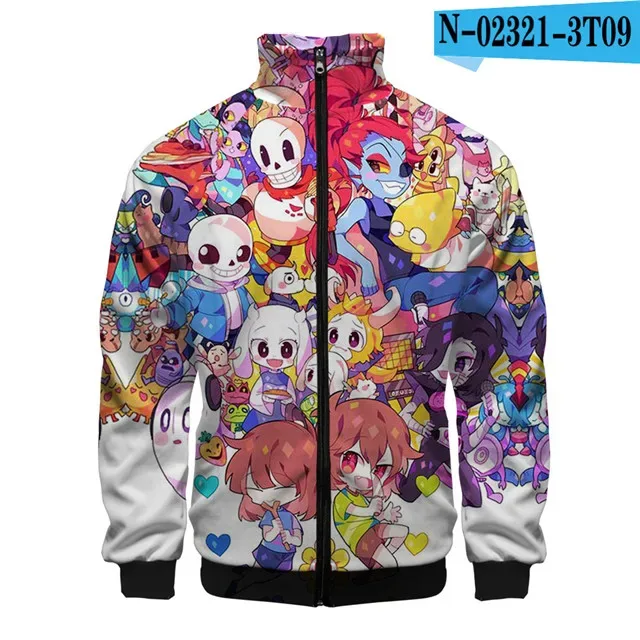 Luxuriöse beliebte Sans Undertale 3D-Druck-Reißverschluss-Raglanjacke Windjacke Jungen/Mädchen Bequeme Stehkragenjacken Mäntel