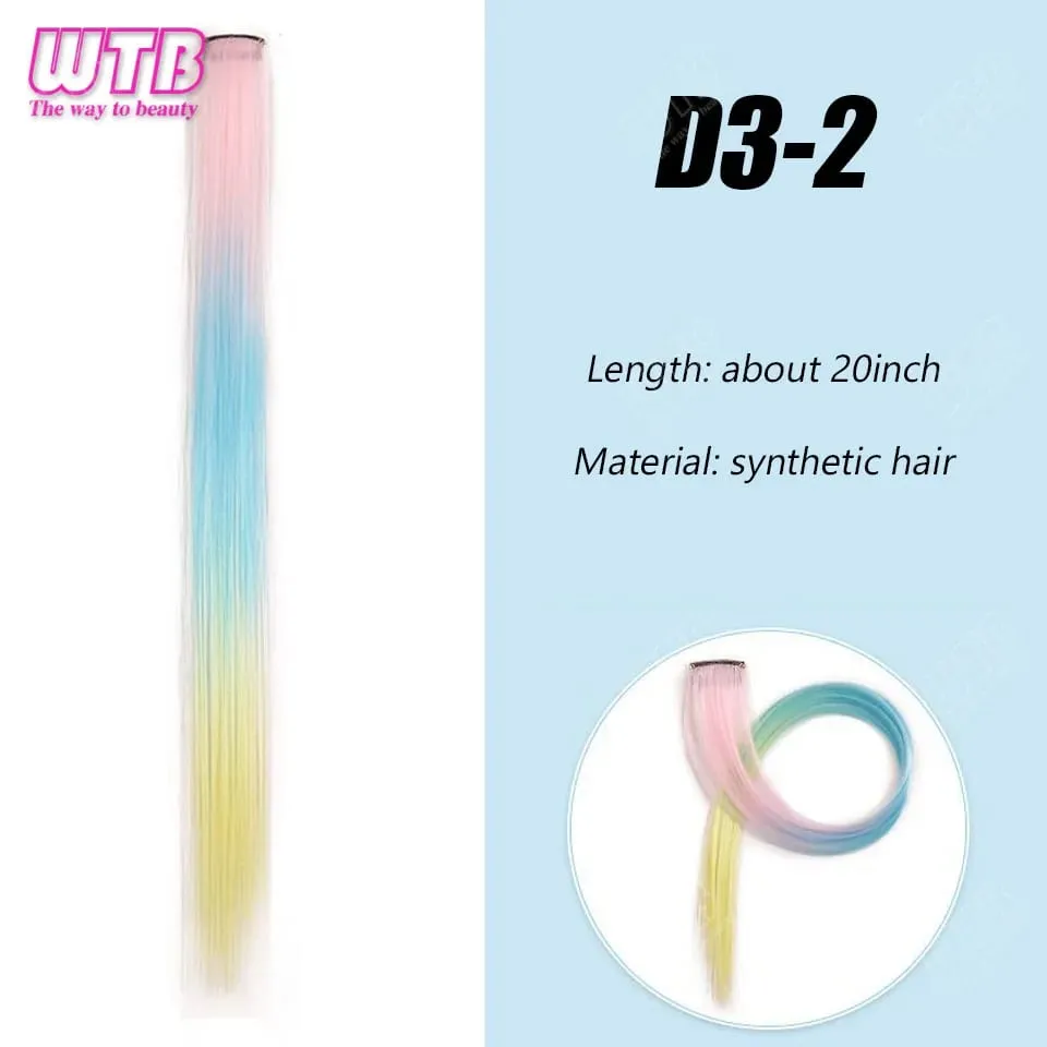 Synthetic Colored Clip in Hair Extensions Straight Hairpiece Multi-Colors Party Highlights Clip in Synthetic for Women Girls — image 12
