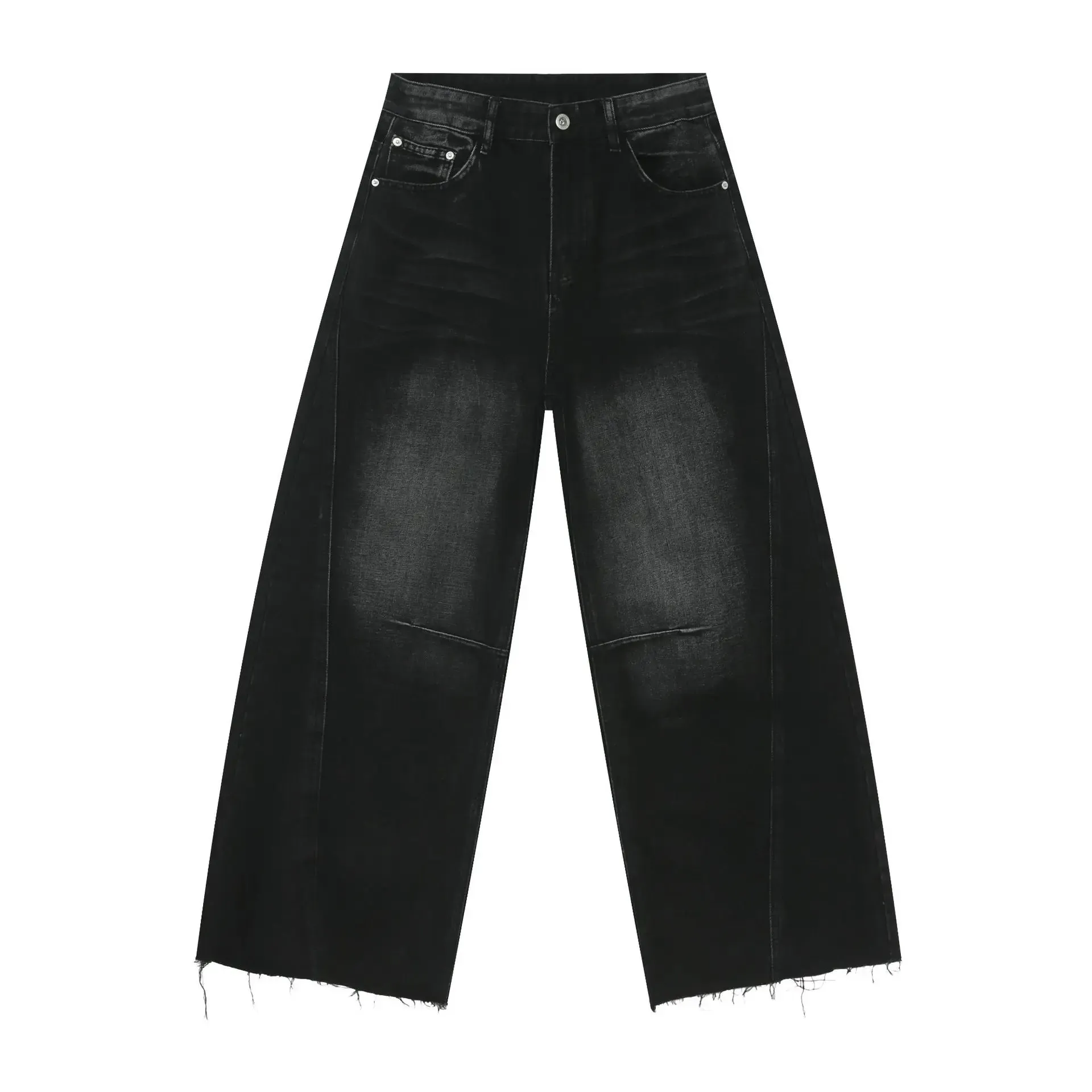 2025 New American retro high street three-dimensional design splicing jeans men's straight tube loose wide leg pants trendy