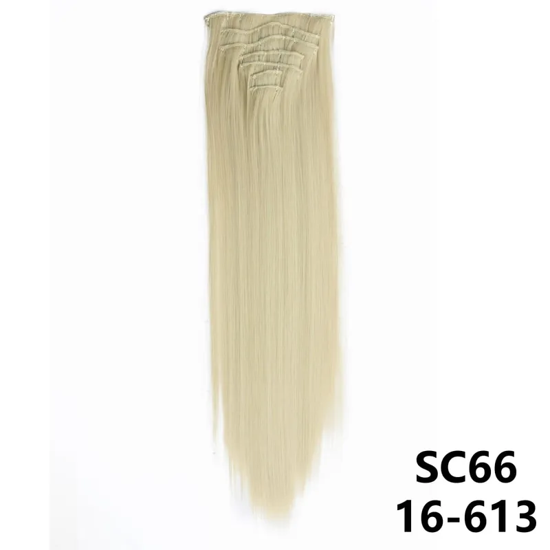 Long Straight Synthetic 16 Clips In Hair Extensions 7Pcs/Set High Temperature Fiber Black Brown Blonde Hairpiece For Women — image 18