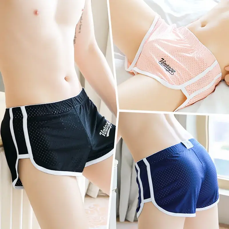 Men's Ice Silk Hollow Boxer Briefs Summer Breathable Sports Shorts Underwear Sexy Underpants Mesh Panties — image 1
