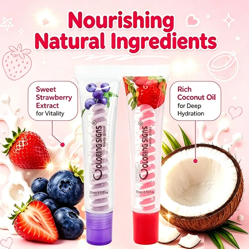 Fruity Lip Gloss Strawberry Blueberry Shiny Lip Oil Moisturizing Plumping Shimmer Lip Makeup Hydrating LipstickFor Girls — image 5