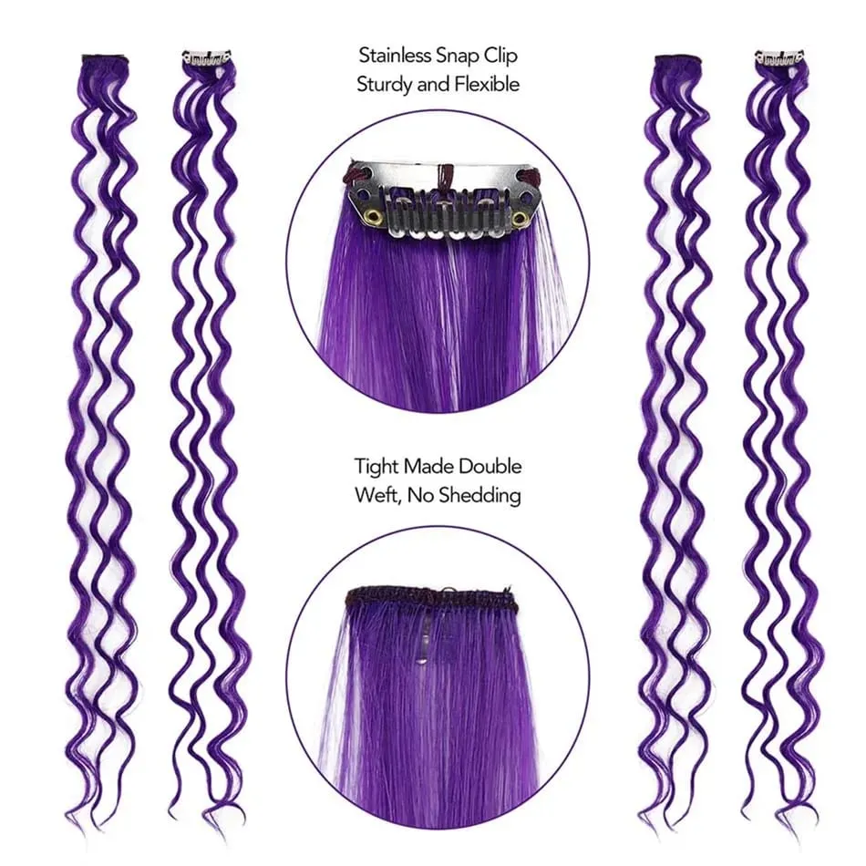24Inch Deep Wave Hairpiece Synthetic Hair Extensions 10 Pcs/Set Clip In Hair Extension Multiple Pure Color Clip In One Piece
