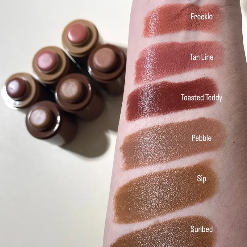 INS Pocket Powder Blusher Stick Lip Cheek Hydrating Stick Natural Rouge Powder Blusher Cream Lipstick Cheek Teacup Candy Color