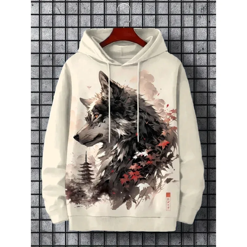 Sweat à capuche imprimé en 3D pour hommes, motif de loup Cool, manches longues, décontracté, pull Harajuku, ample — image 5